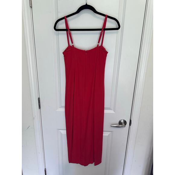 J Crew Women's sz 0 Crepe Bustier Poppy Red Dress Side Slit Night Out Date Night - Picture 4 of 12